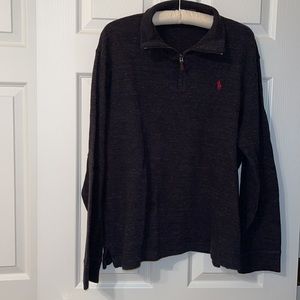 Polo Ralph Lauren 1/4 Zip Black Cotton Sweater Size Large
